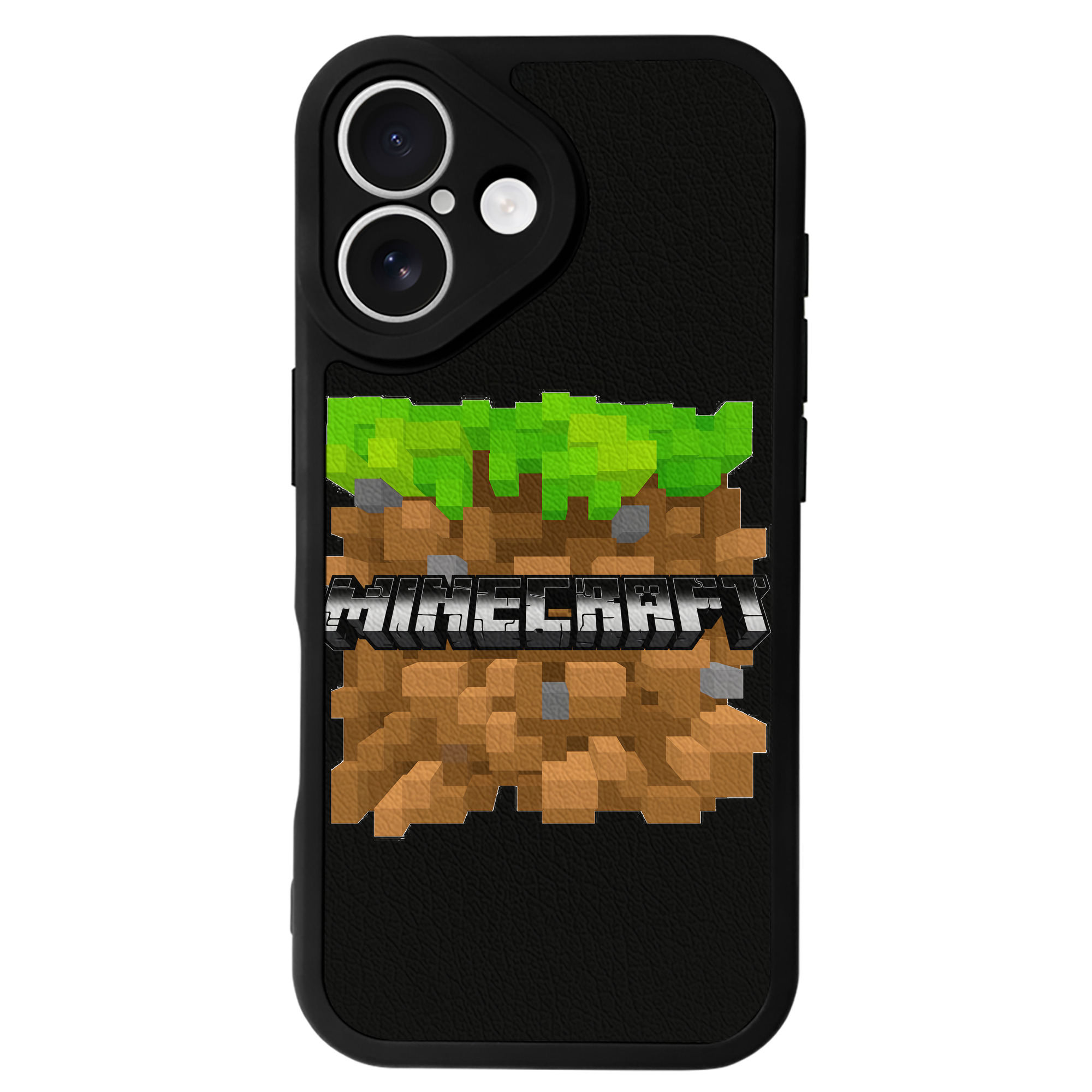 （画像用） マインクラフト ブロックの世界 Minecraft MC Block world 【iPhone 16シリーズ対応】シリコンスマホケース（レザー調） 材質：シリコン